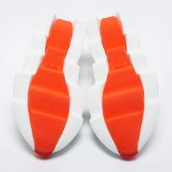 Hermes White/Orange Knit Fabric Eclair Slip-On Sneakers Size 42