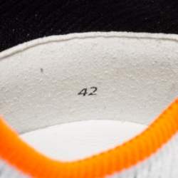 Hermes White/Orange Knit Fabric Eclair Slip-On Sneakers Size 42
