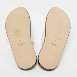Hermes White Leather Izmir Slide Flats Size 42