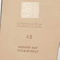 Hermes White Leather Izmir Slide Flats Size 42