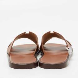 Hermes Brown Leather Izmir Sandals Size 42
