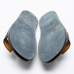 Hermes Black/Brown Leather Izmir Flat Sandals Size 44