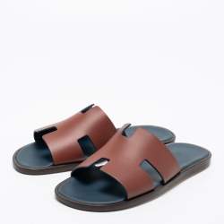 Hermès Brown Leather Izmir Slide Sandals Size 41
