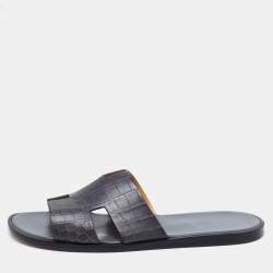 Hermès Grey Crocodile Leather Izmir Flats Size 45