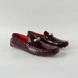 Hermes Burgundy Patent Leather Irving Slip On Loafers, 41