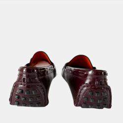 Hermes Burgundy Patent Leather Irving Slip On Loafers, 41