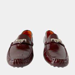 Hermes Burgundy Patent Leather Irving Slip On Loafers, 41