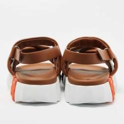 Pre Owned Hermes Brown Leather Electric Slingback Sandals Size 41