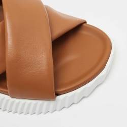 Pre Owned Hermes Brown Leather Electric Slingback Sandals Size 41