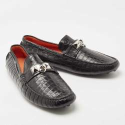 Hermes Black Matt Crocodile Niloticus Irving Loafers Size 45