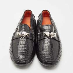 Hermes Black Matt Crocodile Niloticus Irving Loafers Size 45