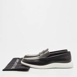 Hermes Black Leather Slip On Sneaker Loafers Size 43.5