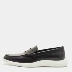 Hermes Black Leather Slip On Sneaker Loafers Size 43.5