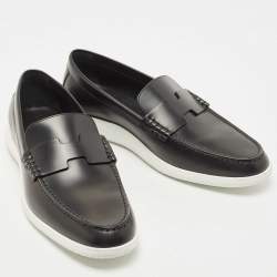 Hermes Black Leather Slip On Sneaker Loafers Size 43.5