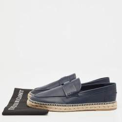 Hermes Navy Blue Leather Trip Espadrilles Size 46