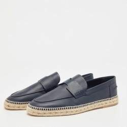 Hermes Navy Blue Leather Trip Espadrilles Size 46