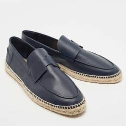 Hermes Navy Blue Leather Trip Espadrilles Size 46