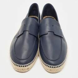 Hermes Navy Blue Leather Trip Espadrilles Size 46