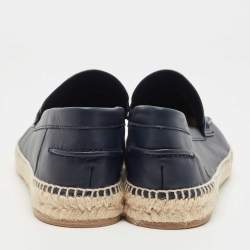 Hermes Navy Blue Leather Trip Espadrilles Size 46