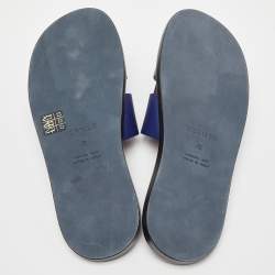 Hermes Blue Leather Izmir Flat Sandals Size 42