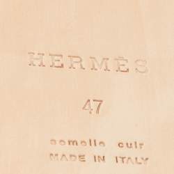Hermes Brown Leather Izmir Slide Flats Size 47