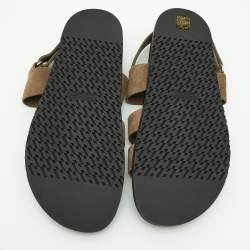 Hermes Taupe Suede Chypre Sandals Size 45