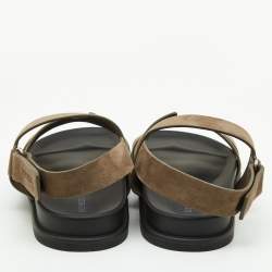 Hermes Taupe Suede Chypre Sandals Size 45