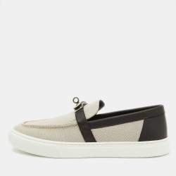 Hermes Grey/Black Canvas and Leather Game Sneakers Size 41.5