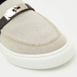Hermes Grey/Black Canvas and Leather Game Sneakers Size 41.5
