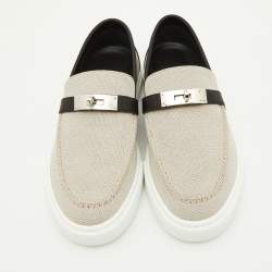Hermes Grey/Black Canvas and Leather Game Sneakers Size 41.5