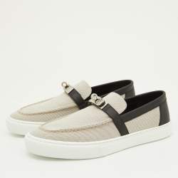 Hermes Grey/Black Canvas and Leather Game Sneakers Size 41.5