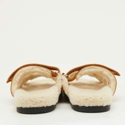 Hermes Tan Suede and Shearling Fur Lined Chypre Sandals Size 41.5