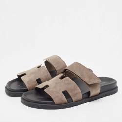 Hermes Grey Suede Chypre Sandals Size 42.5 