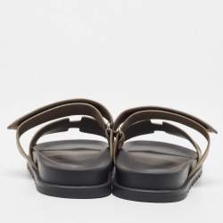 Hermes Grey Suede Chypre Sandals Size 42.5 