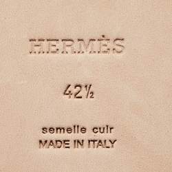 Hermes Navy Blue Leather Izmir Slides Size 42.5 