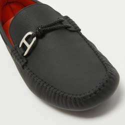 Hermes Black Leather Alessandro Slip On Loafers Size 44