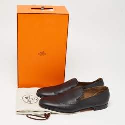 Pre Owned Hermès Black Leather Kentucky Loafers Size 44