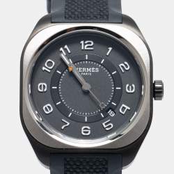 Hermes Grey Titanium Rubber H08 SP1.471 Men's Wristwatch 39 mm