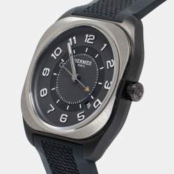 Hermes Grey Titanium Rubber H08 SP1.471 Men's Wristwatch 39 mm