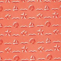 Pre Owned Hermes Orange Nautical Seashell Print Silk Classic Tie