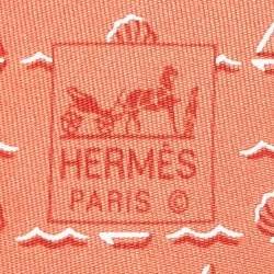 Pre Owned Hermes Orange Nautical Seashell Print Silk Classic Tie
