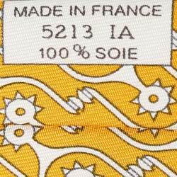 Pre Owned Hermes Yellow Printed Silk Traditional Tie