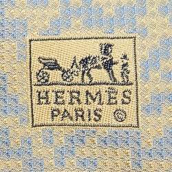 Pre Owned Hermes Light Yellow/Blue Abstract Pattern Silk Tie