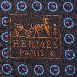 Hermes Brown/Blue Circle Pattern Silk Tie