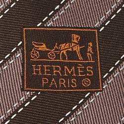 Hermes Brown Diagonal Stripe Pattern Silk Traditional Tie