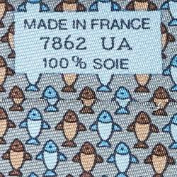 مملوكة مسبقًا Hermès Grey Fish Print Silk Classic Tie