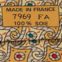 Pre Owned Hermès Yellow Whimsical Pinwheel Print Silk Traditional Tie