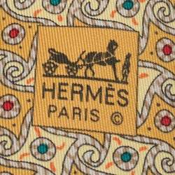 Pre Owned Hermès Yellow Whimsical Pinwheel Print Silk Traditional Tie