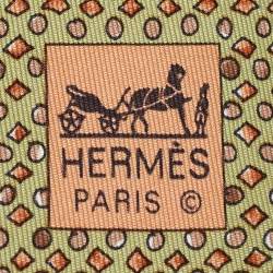 Hermès Green Geometric Shape Print Silk Traditional Tie