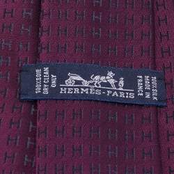 Pre Owned Hermès Purple H patterned Jacquard Silk Tie